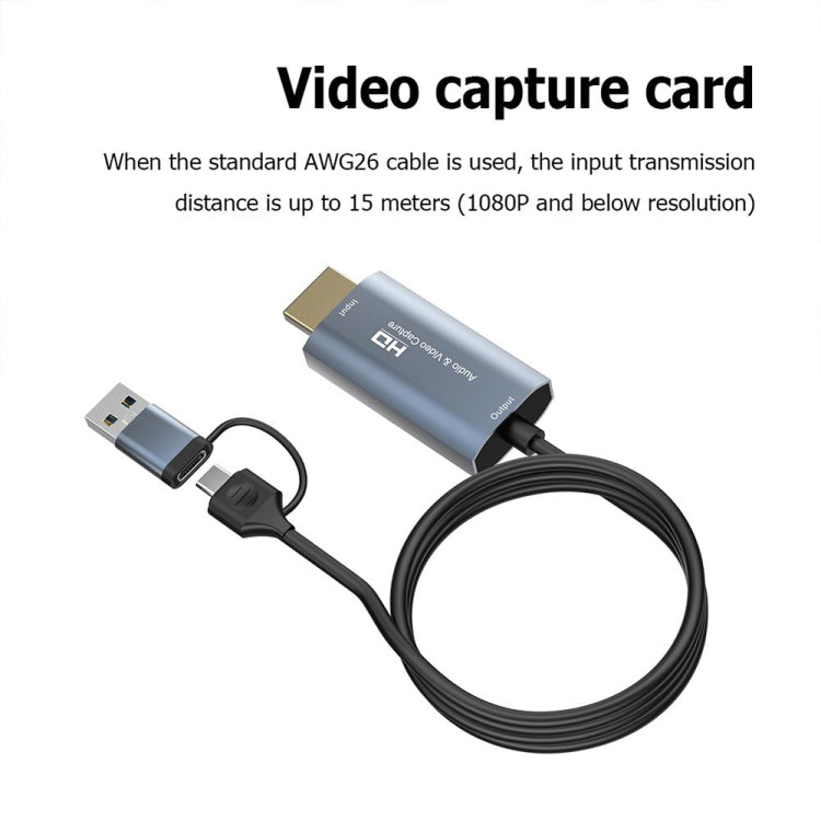 Z36 การ์ดจับภาพวิดีโอ HD HDMI/M เป็น USB ชนิด C/M ความยาว: 2 ม, Z36