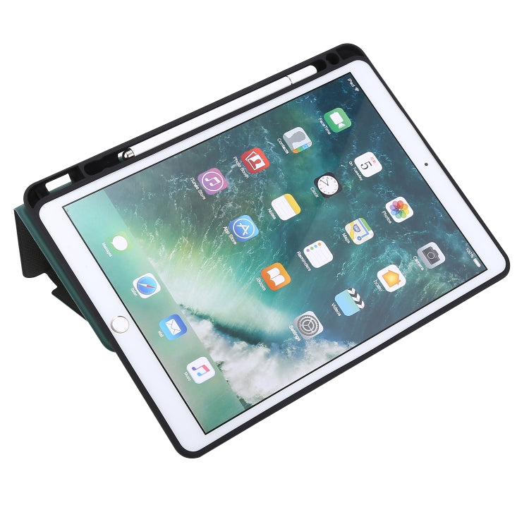 ซองหนังพลิกแนวนอนพื้นผิวกดด้วยไฟฟ้าพร้อมตัวยึดและช่องเสียบปากกา, For iPad 10.2 / Air 2019 / Pro 10.5, For iPad 9.7 (2018) / (2017)