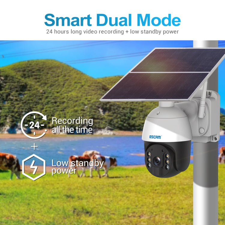 ESCAM QF624 1080P HD IP66 กันน้ำ WiFi แผงโซลาร์เซลล์ PT IP กล้อง ไม่มีแบตเตอรี่, QF624