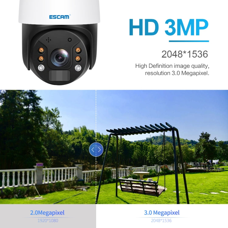 ESCAM QF624 1080P HD IP66 กันน้ำ WiFi แผงโซลาร์เซลล์ PT IP กล้อง ไม่มีแบตเตอรี่, QF624