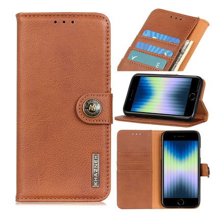 KHAZNEH หนังวัวเนื้อ PU + TPU ซองหนังเปิดซ้ายและขวาพร้อมตัวยึด & สายการ์ดและกระเป๋าสตางค์, For iPhone SE 2022 / SE 2020