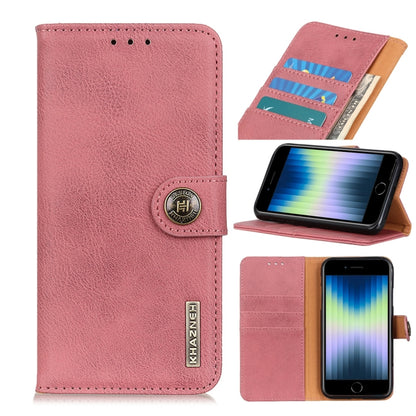 KHAZNEH หนังวัวเนื้อ PU + TPU ซองหนังเปิดซ้ายและขวาพร้อมตัวยึด & สายการ์ดและกระเป๋าสตางค์, For iPhone SE 2022 / SE 2020