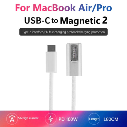 สายชาร์จ MagSafe 2 100W 5 พิน (รูปตัว T) เป็น USB-C / Type-C PD ความยาวสายเคเบิล: 1.8 ม., MagSafe 2 (T-shaped)