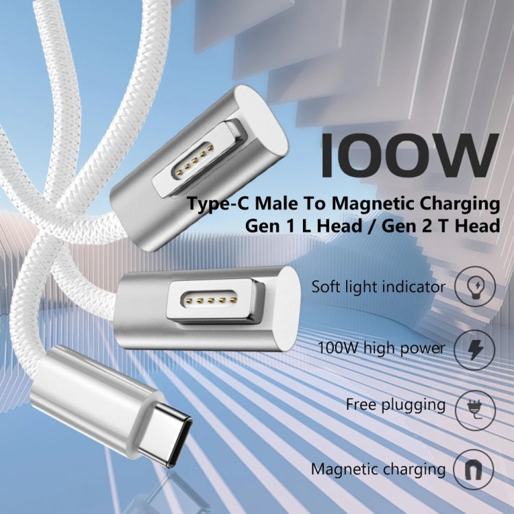 สายชาร์จ MagSafe 2 100W 5 พิน (รูปตัว T) เป็น USB-C / Type-C PD ความยาวสายเคเบิล: 1.8 ม., MagSafe 2 (T-shaped)