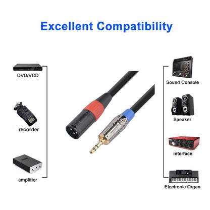 TC194BUXK108-03 3.5 มม. TRS ชายกับ XLR 3pin ชายไมโครโฟนสายสัญญาณเสียง, ความยาว: 30 ซม., 3.5mm M to XLR M