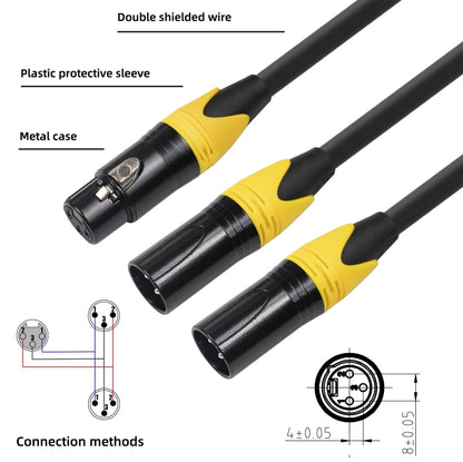 XK303MMF-10 3pin XLR หญิงถึงสายสัญญาณเสียงชาย XLR คู่, ความยาว: 1 ม., XLR F to 2 x XLR M