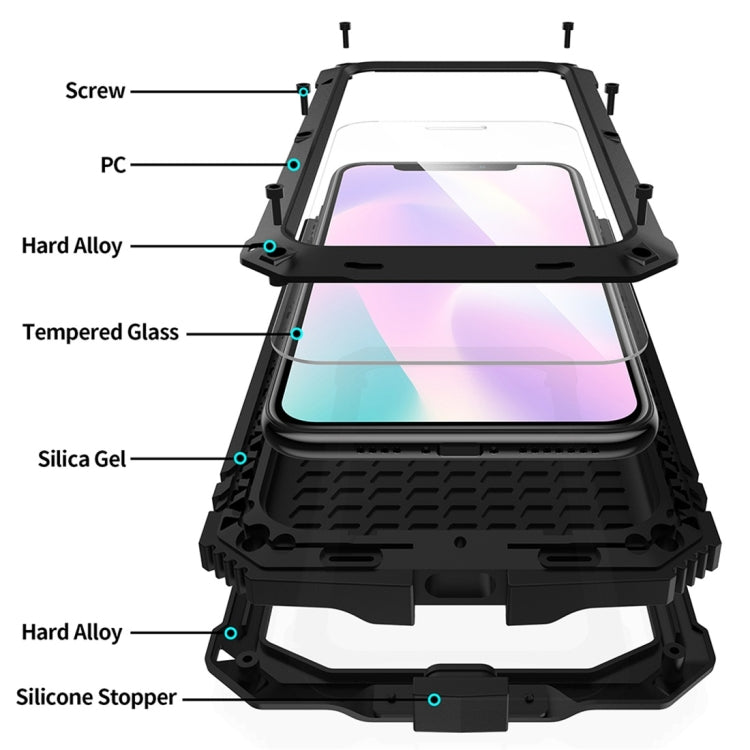 กันกระแทกกันน้ำโลหะกันฝุ่น + เคสซิลิโคนพร้อมตัวยึด, For iPhone 11, For iPhone 11 Pro, For iPhone 11 Pro Max, For iPhone XS Max, For Galaxy S20 Ultra