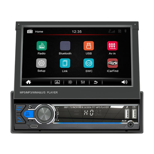 9901 เครื่องเล่น MP5 แบบพับเก็บได้ในรถยนต์ขนาด 7 นิ้วรองรับอินเทอร์เน็ต FM และโทรศัพท์มือถือ, 9901
