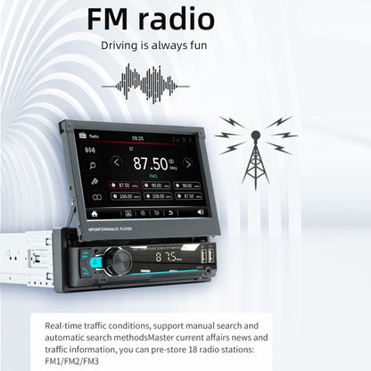 9901 เครื่องเล่น MP5 แบบพับเก็บได้ในรถยนต์ขนาด 7 นิ้วรองรับอินเทอร์เน็ต FM และโทรศัพท์มือถือ, 9901