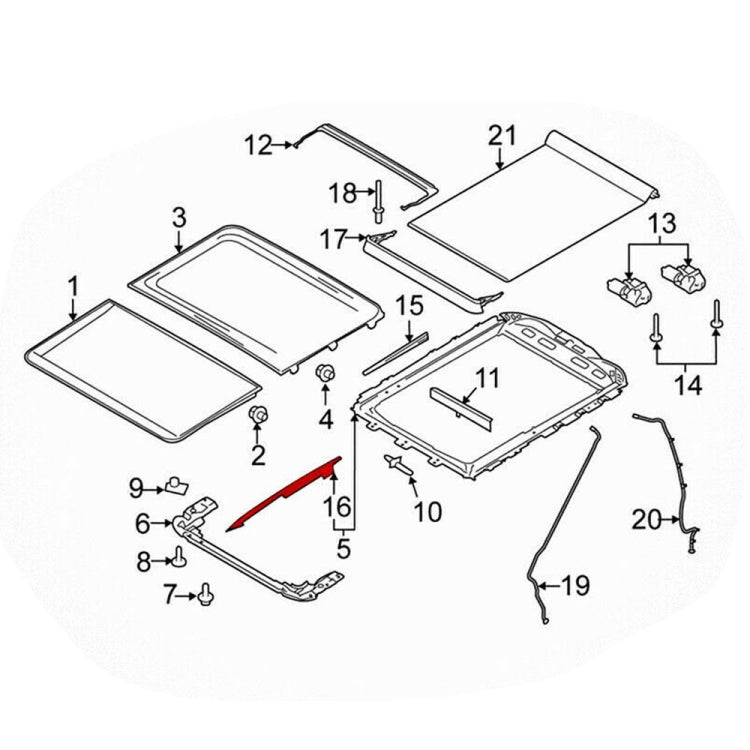 สำหรับ Ford F-150 2015-2020 / F-250 2017-2019 ซันรูฟ TRACK ชุดซ่อมชุด, Sunroof Track Assembly