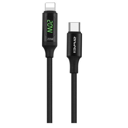awei CL-123L 1 ม. USB-C / Type-C ถึง 8Pin ข้อมูลจอแสดงผลดิจิตอลสายชาร์จเร็ว, CL-123L
