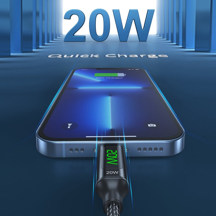 awei CL-123L 1 ม. USB-C / Type-C ถึง 8Pin ข้อมูลจอแสดงผลดิจิตอลสายชาร์จเร็ว, CL-123L