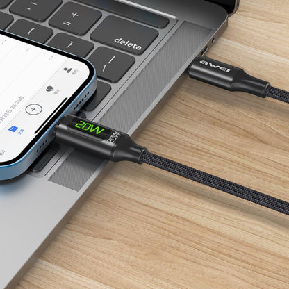 awei CL-123L 1 ม. USB-C / Type-C ถึง 8Pin ข้อมูลจอแสดงผลดิจิตอลสายชาร์จเร็ว, CL-123L