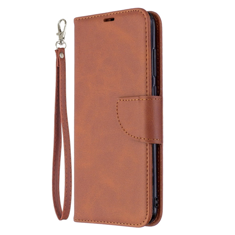 Retro Lambskin Texture ซองหนัง PU พลิกแนวนอนสีบริสุทธิ์พร้อมตัวยึดและช่องเสียบการ์ดและกระเป๋าสตางค์และเชือกเส้นเล็ก, For Galaxy A11