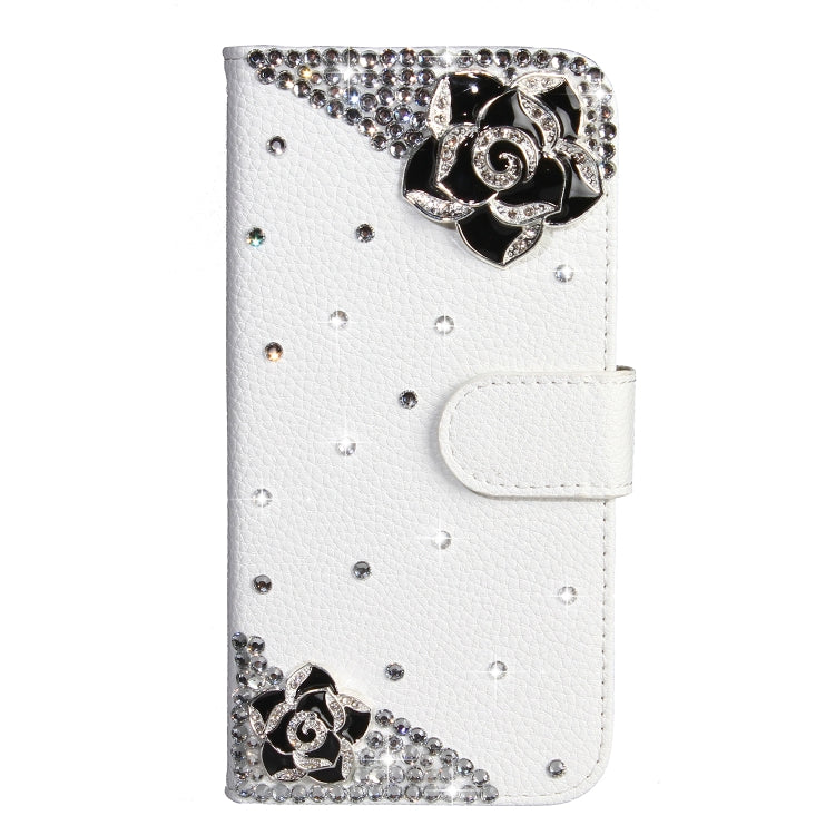 ซองหนัง Rhinestones สีทึบพลิกแนวนอนพร้อมช่องเสียบการ์ดและกระเป๋าเงินและตัวยึด, For Xiaomi Redmi 8
