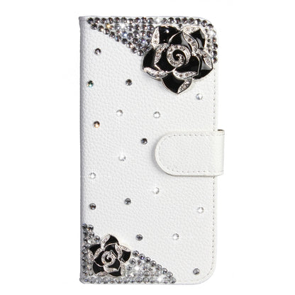 ซองหนัง Rhinestones สีทึบพลิกแนวนอนพร้อมช่องเสียบการ์ดและกระเป๋าเงินและตัวยึด, For Xiaomi Redmi 8