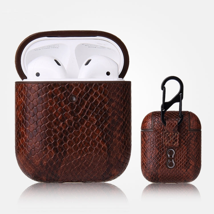 เคสหนัง PU ป้องกันการตกจากหนังงูพร้อมคาราบิเนอร์, For AirPods Pro, For AirPods 1 & 2