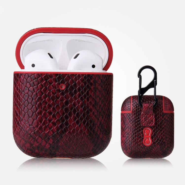 เคสหนัง PU ป้องกันการตกจากหนังงูพร้อมคาราบิเนอร์, For AirPods Pro, For AirPods 1 & 2