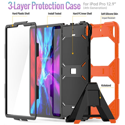 สำหรับ iPad Pro 12.9 นิ้ว (2020) เคสซิลิโคนกันกระแทกสีสันสดใส + PC พร้อมตัวยึดและสายสะพายไหล่และสายคล้องมือและช่องเสียบปากกา, For iPad Pro 12.9 inch (2020)