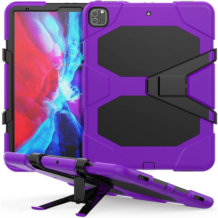 สำหรับ iPad Pro 12.9 นิ้ว (2020) เคสซิลิโคนกันกระแทกสีสันสดใส + PC พร้อมตัวยึดและสายสะพายไหล่และสายคล้องมือและช่องเสียบปากกา, For iPad Pro 12.9 inch (2020)