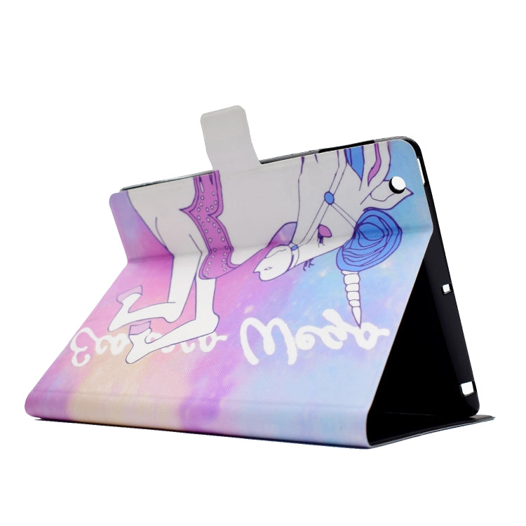 เคสขนนกแบบแบนกดซ้ายขวาแบบกดด้วยไฟฟ้าพร้อมฝาปิดปากกาฟังก์ชั่นการนอนหลับ & ช่องใส่การ์ด & ที่ยึด, For iPad Air