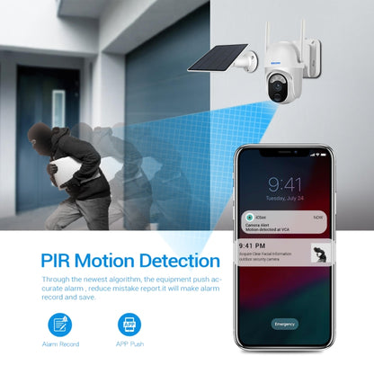 ESCAM QF103 3MP Cloud Storage PT WIFI PIR Alarm IP กล้อง พร้อมแผงโซลาร์เซลล์ แบตเตอรี่ รองรับ Night Vision สีเต็มรูปแบบและเสียงสองทาง, QF103