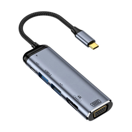 Y002 6 in 1 Type-C เป็น VGA + HDMI + Dual USB + Dual USB-C / Type-C อินเตอร์เฟสอะแดปเตอร์มัลติฟังก์ชั่น, Y002