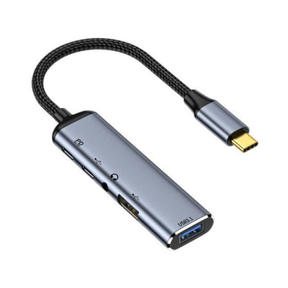 Y003 5 in 1 USB-C / Type-C เป็น USB3.1 + USB2.0 + Dual USB-C / Type-C + 3.5 มม. อินเตอร์เฟซเสียงอะแดปเตอร์มัลติฟังก์ชั่น, Y003