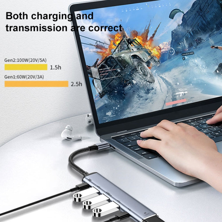 Y003 5 in 1 USB-C / Type-C เป็น USB3.1 + USB2.0 + Dual USB-C / Type-C + 3.5 มม. อินเตอร์เฟซเสียงอะแดปเตอร์มัลติฟังก์ชั่น, Y003
