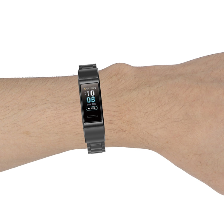 สำหรับ Huawei Band 4 Pro (TER-B29S) / Band 3 Pro (TER-B29) / Band 3 (TER-B09) สายนาฬิกาข้อมือเหล็กสามเม็ด, For Band 4 Pro