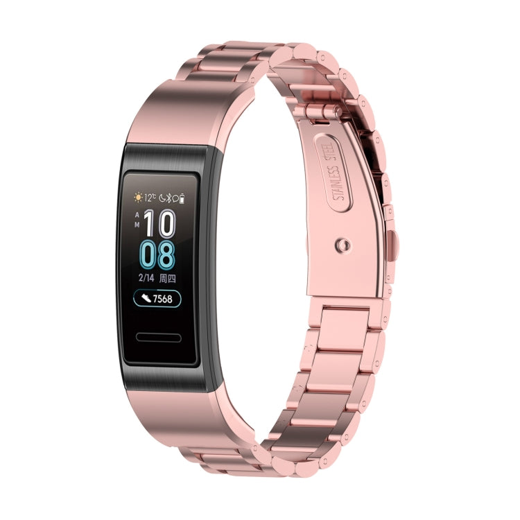 สำหรับ Huawei Band 4 Pro (TER-B29S) / Band 3 Pro (TER-B29) / Band 3 (TER-B09) สายนาฬิกาข้อมือเหล็กสามเม็ด, For Band 4 Pro