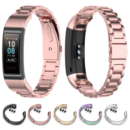 สำหรับ Huawei Band 4 Pro (TER-B29S) / Band 3 Pro (TER-B29) / Band 3 (TER-B09) สายนาฬิกาข้อมือเหล็กสามเม็ด, For Band 4 Pro
