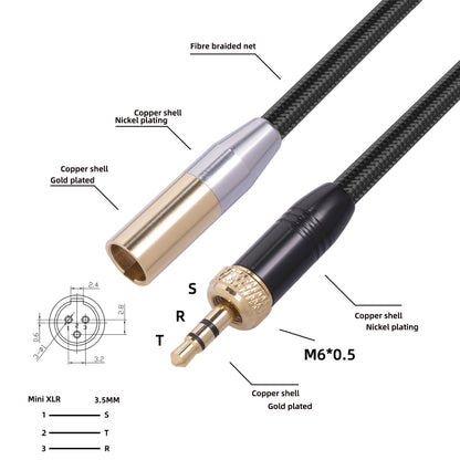 SB419M120-03 3.5 มม. ชายกับมินิ XLR 3pin สายสัญญาณเสียงชาย, ความยาว: 30 ซม., 3.5mm M to Mini XLR M