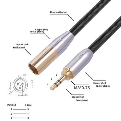 SB423M120-03 3.5 มม. ชายกับมินิ XLR 3pin สายสัญญาณเสียงชาย, ความยาว: 30 ซม., 3.5mm to Mini XLR