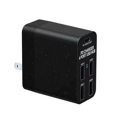 X83 65W เอาต์พุต USB-C / Type-C + 4 พอร์ต USB HUB PD Charger, US Plug, X83
