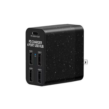 X83 65W เอาต์พุต USB-C / Type-C + 4 พอร์ต USB HUB PD Charger, US Plug, X83