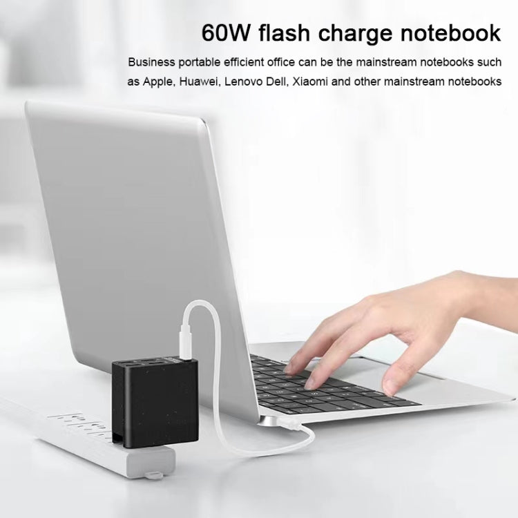 X83 65W เอาต์พุต USB-C / Type-C + 4 พอร์ต USB HUB PD Charger, US Plug, X83