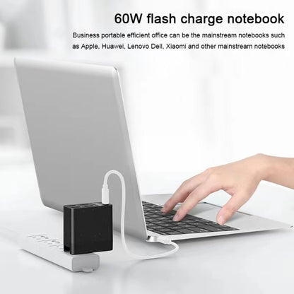 X83 65W เอาต์พุต USB-C / Type-C + 4 พอร์ต USB HUB PD Charger, US Plug, X83