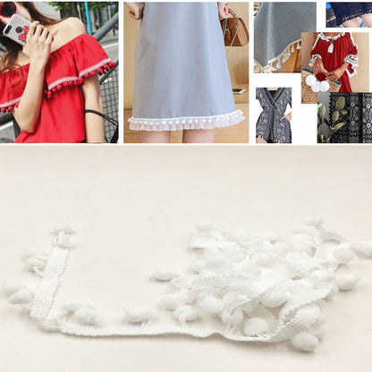 20 หลา Pompom ริบบิ้นลูกไม้ลูกขนตัดสำหรับงานฝีมือ DIY ผ้าม่านบ้านตกแต่งเสื้อผ้าอุปกรณ์เย็บผ้า, 1CM