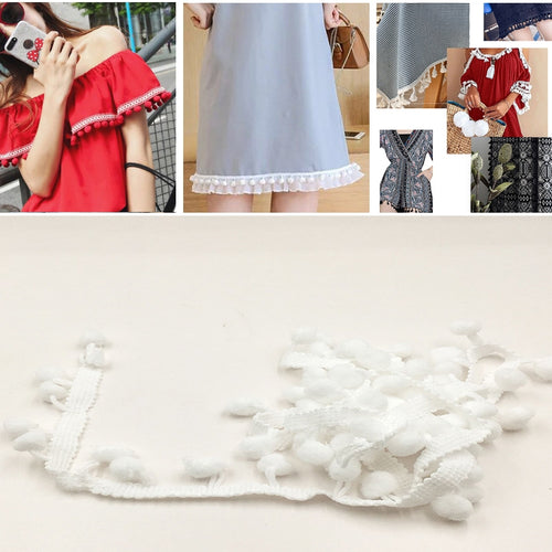 20 หลา Pompom ริบบิ้นลูกไม้ลูกขนตัดสำหรับงานฝีมือ DIY ผ้าม่านบ้านตกแต่งเสื้อผ้าอุปกรณ์เย็บผ้า, 1CM