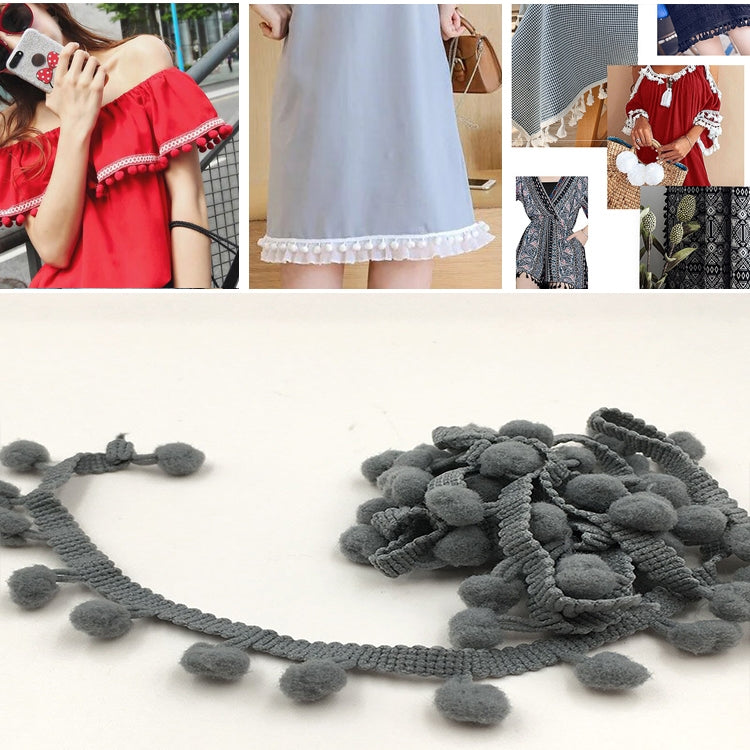 20 หลา Pompom ริบบิ้นลูกไม้ลูกขนตัดสำหรับงานฝีมือ DIY ผ้าม่านบ้านตกแต่งเสื้อผ้าอุปกรณ์เย็บผ้า, 1CM