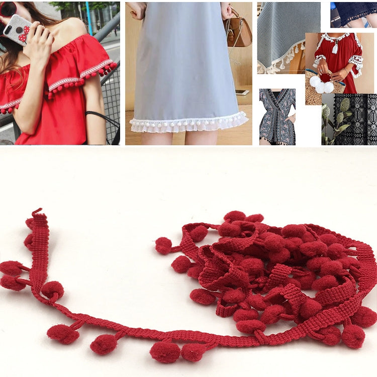 20 หลา Pompom ริบบิ้นลูกไม้ลูกขนตัดสำหรับงานฝีมือ DIY ผ้าม่านบ้านตกแต่งเสื้อผ้าอุปกรณ์เย็บผ้า, 1CM