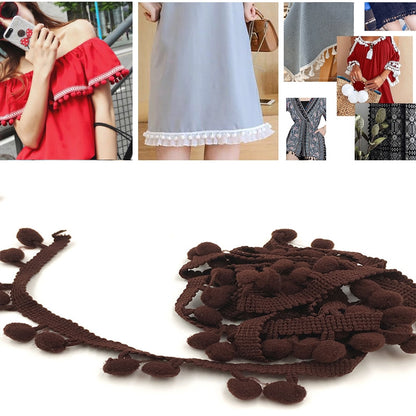 20 หลา Pompom ริบบิ้นลูกไม้ลูกขนตัดสำหรับงานฝีมือ DIY ผ้าม่านบ้านตกแต่งเสื้อผ้าอุปกรณ์เย็บผ้า, 1CM
