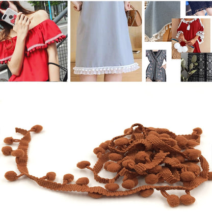 20 หลา Pompom ริบบิ้นลูกไม้ลูกขนตัดสำหรับงานฝีมือ DIY ผ้าม่านบ้านตกแต่งเสื้อผ้าอุปกรณ์เย็บผ้า, 1CM