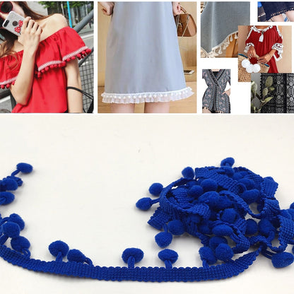 20 หลา Pompom ริบบิ้นลูกไม้ลูกขนตัดสำหรับงานฝีมือ DIY ผ้าม่านบ้านตกแต่งเสื้อผ้าอุปกรณ์เย็บผ้า, 1CM