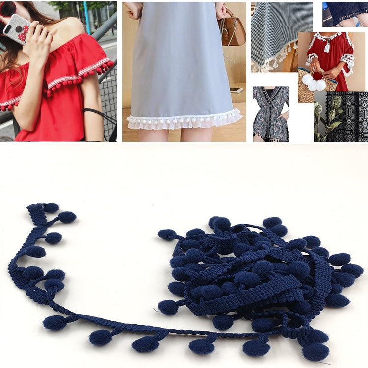 20 หลา Pompom ริบบิ้นลูกไม้ลูกขนตัดสำหรับงานฝีมือ DIY ผ้าม่านบ้านตกแต่งเสื้อผ้าอุปกรณ์เย็บผ้า, 1CM