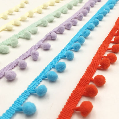 20 หลา Pompom ริบบิ้นลูกไม้ลูกขนตัดสำหรับงานฝีมือ DIY ผ้าม่านบ้านตกแต่งเสื้อผ้าอุปกรณ์เย็บผ้า, 1CM