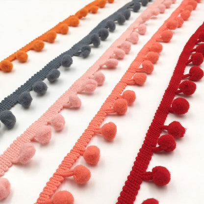 20 หลา Pompom ริบบิ้นลูกไม้ลูกขนตัดสำหรับงานฝีมือ DIY ผ้าม่านบ้านตกแต่งเสื้อผ้าอุปกรณ์เย็บผ้า, 1CM