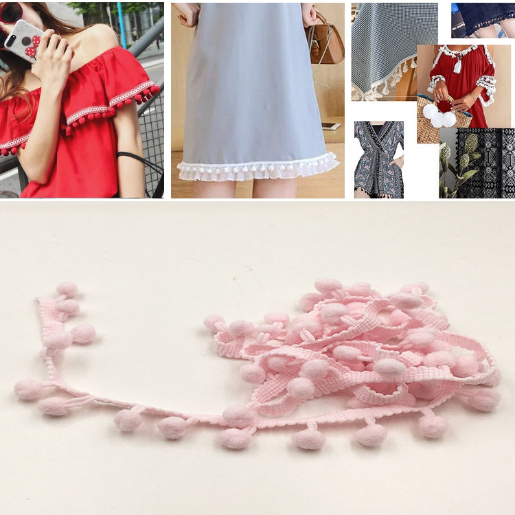 20 หลา Pompom ริบบิ้นลูกไม้ลูกขนตัดสำหรับงานฝีมือ DIY ผ้าม่านบ้านตกแต่งเสื้อผ้าอุปกรณ์เย็บผ้า, 1CM