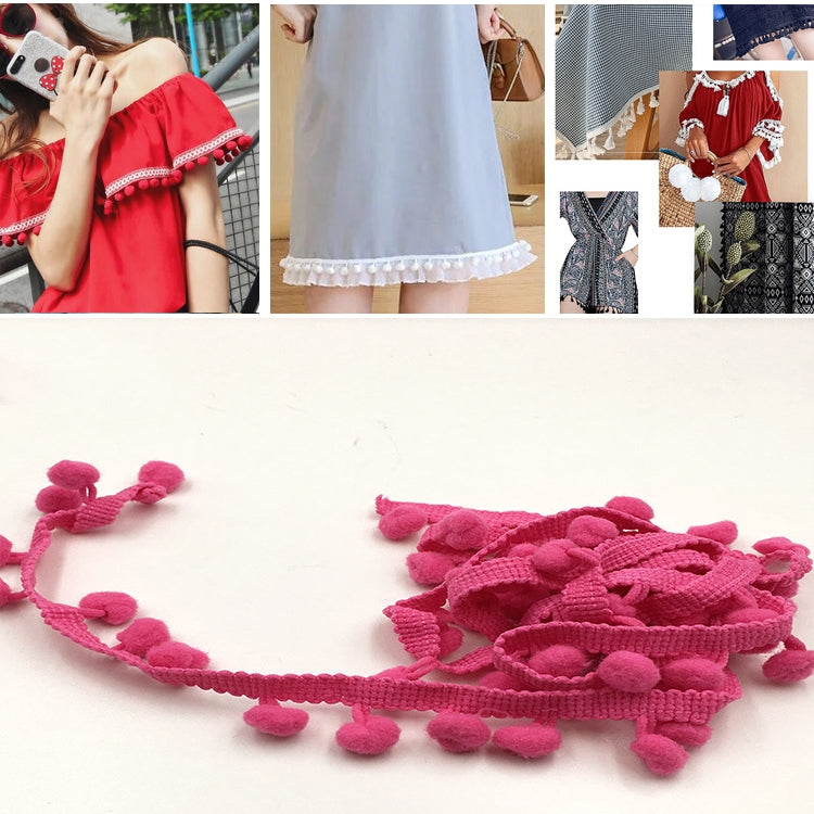 20 หลา Pompom ริบบิ้นลูกไม้ลูกขนตัดสำหรับงานฝีมือ DIY ผ้าม่านบ้านตกแต่งเสื้อผ้าอุปกรณ์เย็บผ้า, 1CM